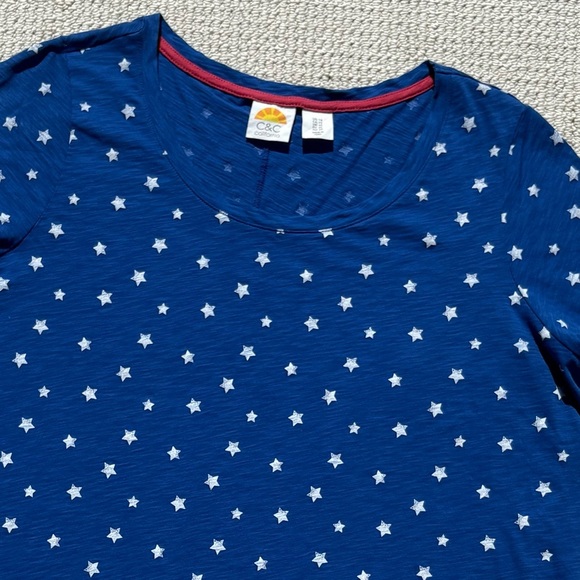 C&C California 100% Pima Cotton 1X Scoop Neck Lightweight Breathable Boxy Blue - Picture 1 of 10